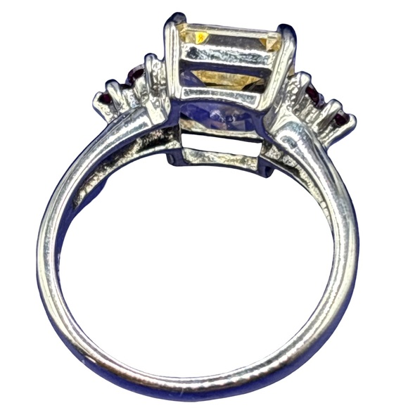 Elegant Yellow and Pink Gemstone 925 Sterling Silver Ring Size 9 - Picture 5 of 5
